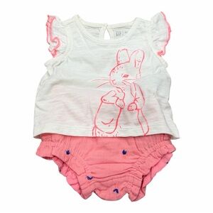 Baby Gap Girls Peter Rabbit Tee Shorts Outfit, Pink White, Various Sizes, NEW
